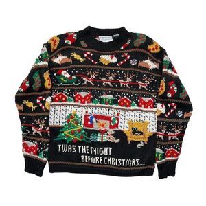 Festive Black Christmas Sweater